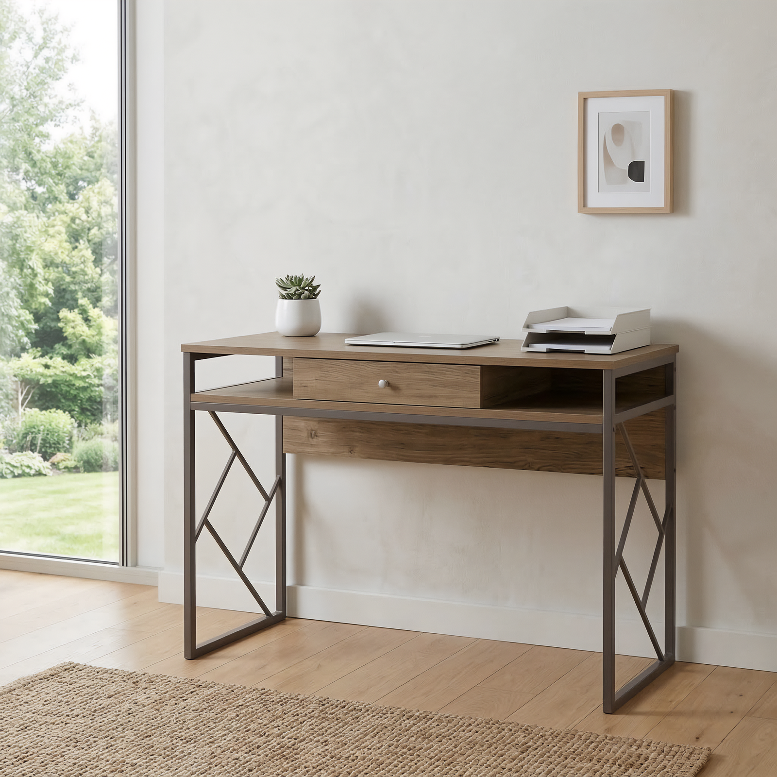 パソコンデスク ブラウン